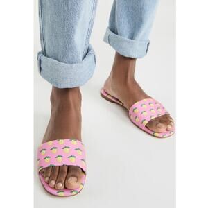 New Larroudé Ivy Slide Sandals in Lemon Bubblegum Women's Size 7.5